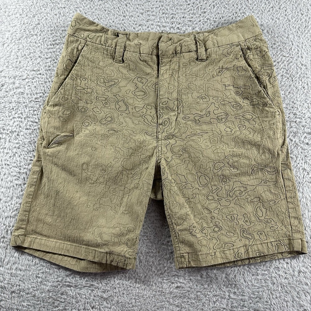 Publish‎ Brand Shorts Mens 28 Tan Beige Performance Nautical Map Pattern AOP